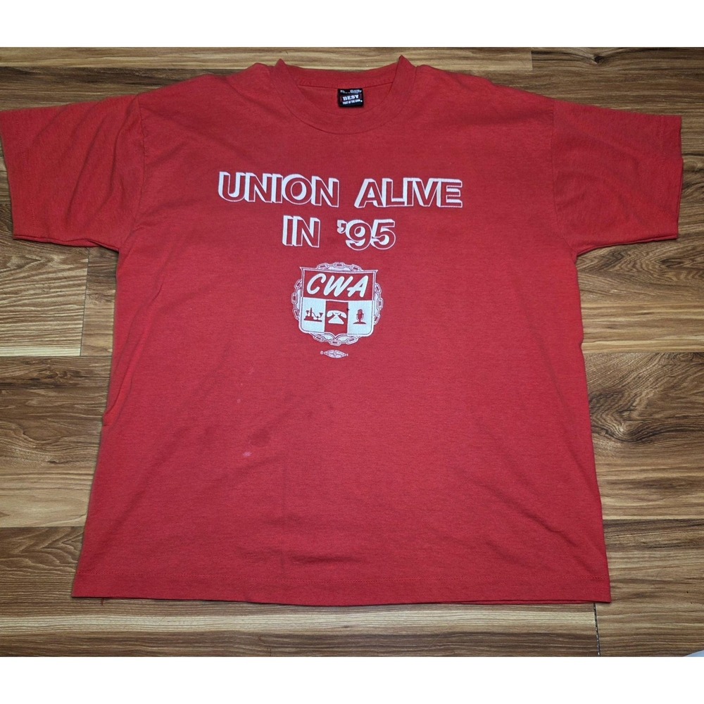 Vintage Union Alive In '95 CWA Shirt Mens XL Red Fruit Of The Loom 90s